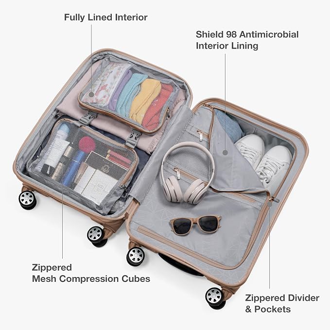 Traveler's Choice Pagosa Hardshell Expandable Luggage with Spinner Wheels, Latte Beige, 2-Piece Set (22/27) - Image 8