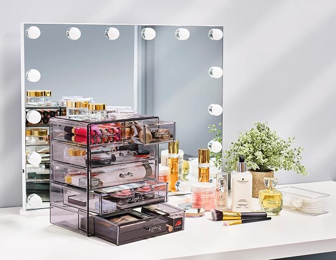 Sorbus Acrylic Makeup Organizer Set, 6-Drawer Vanity & Countertop Cosmetic Storage with Small & Wide Drawers, Purple Makeup Storage for Brushes, Lipsticks, Jewelry – Holiday Gift for Women & Teens - Image 2