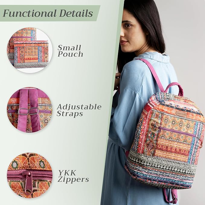 Maison d' Hermine Backpack for Women Men Cotton Shoulder Multipurpose Rucksack with Small Pouch Lightweight Multi Pocket Bag for Travel Work Beach Perfect for Spring Summer (Ispahan) - Image 4