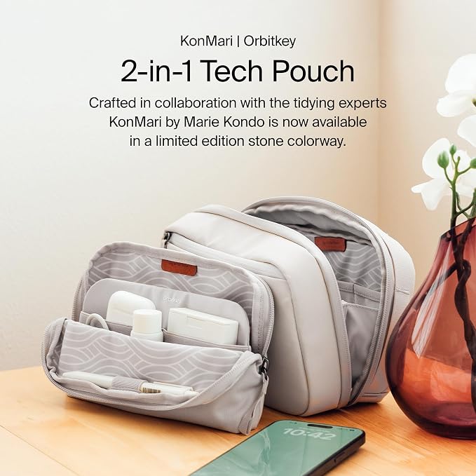 Orbitkey KonMari 2-in-1 Tech Acessory Pouch - Stone - Image 2