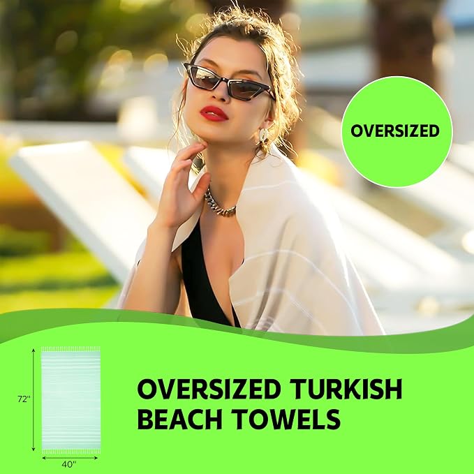 HAVLULAND Turkish Beach Towels, Oversized 40"x72" Turkish Bath Towel, Highly Absorbent Quick Dry Sand Free Beach Towels for Beach Pool Spa Gym Yoga Travel Camping Picnic Blanket - Salmon - Image 3
