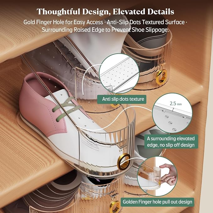 Clear 10 Pack Shoe Slot Organizer, Shoe Stacker Organizer Holders for A Pair of Shoes, Adjustable Thickening Double Layer 50% Shoe Space Saver Rack Storage for Closet (clear, 10 Pack) - Image 5