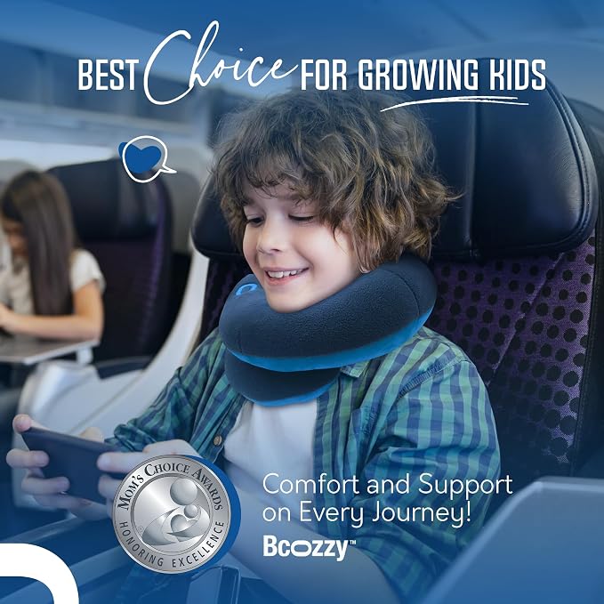 BCOZZY Kids Travel Neck Pillow (8-12 Y/O) – Patented Soft Child Pillow for Head & Chin Support in Car, Airplane, and Road Trip Sleeping. Adjustable Size. Carry Bag. Fully Washable. Medium, Gray - Image 8