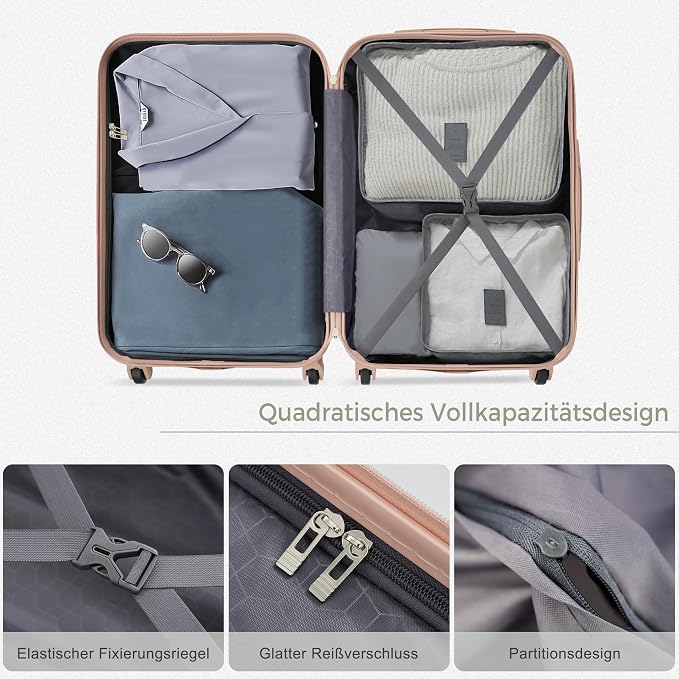 Merax 3 Piece ABS Hardshell Luggage Sets Spinner Wheel Suitcase - Image 3