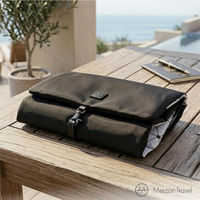 The Diamond Jewelry Roll from, Foldable Travel Jewelry Organizer with Slim Roll Design, Secure Storage for Rings, Necklaces, Earrings, and Bracelets, Sturdy Nylon, HNG-731-BLK, Black - Image 5