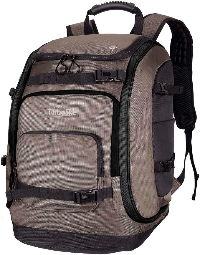 Ski Boot Bag Backpack - 65L Waterproof Skiing Snowboarding Travel Luggage Backpack - Stores Boots Skis Snowboard Helmet Goggles Jackets Gloves & Other Accessories for Men & Women by TurboSke