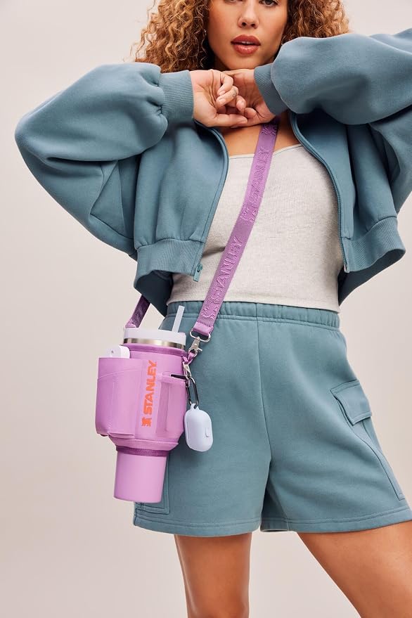 STANLEY All Day Quencher Carry All for 40 oz Tumbler with Handle | Crossbody Bag with Phone Holder Pocket, Card Sleeve & Detachable Strap | Water Bottle Carrier Bag | BPA-Free | Lilac - Image 6