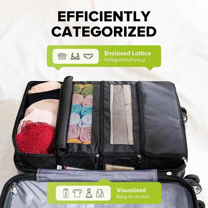 Suitcase Organizer, Travel Luggage Organizer Hanging Shelves Packing Cube Closet/Collapsible Portable Travel Organizer for Carry-on - Image 3