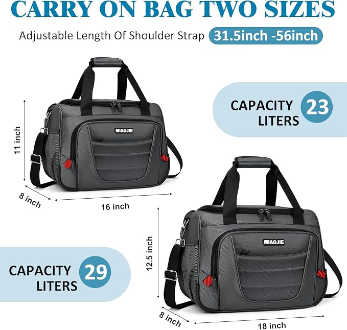 Underseat Carry On luggage Bag Airplanes Personal Item Bags, Gym Bag for Men Weekender Overnight Travel Tote Bag Shoulder Small Softside Carry on Luggage Travel Duffel Bags For Men Women -18 IN Grey - Image 3