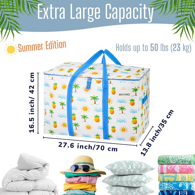 VENO 6 Pack Heavy Duty Moving Bags, Extra Large Storage Bags with Reinforced Handles & Strong Zippers, Foldable & Reusable Moving Box Alternative for Clothes & Dorm Storage - Image 2