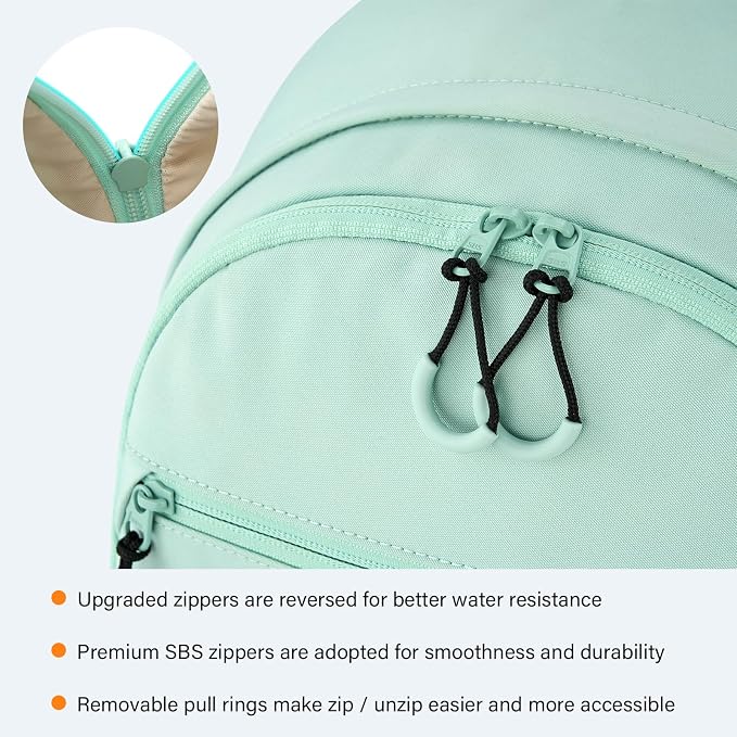 HanTrip Carry On Travel Backpack For Women, 18 Inch Water Resistant Large Backpack Lightweight Bookbag For Men, 8x14x18 Personal Item Bag Casual Daypack Backpacks For Work Office Commuter (Cyan) - Image 6
