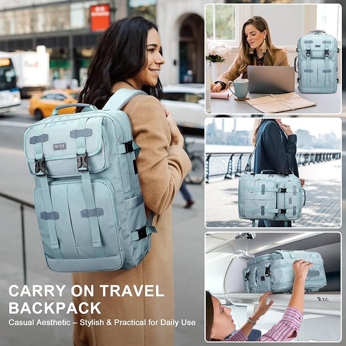 PIJUSHI Travel Backpack for Women, 3-In-1 Convertible Bag with Multi-Pocket | Carry On Luggage Duffle with 16" Laptop Compartment, Anti-Theft Back Pocket, USB Port for Daily, Airport - Image 8