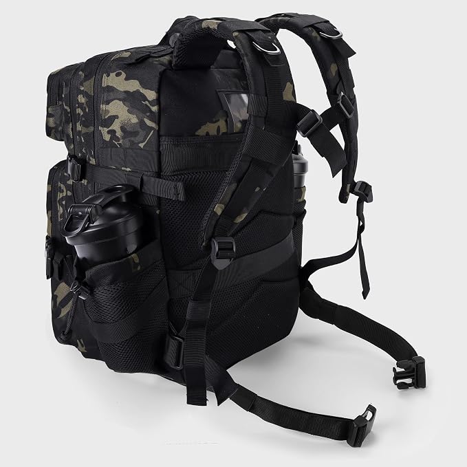 LHI Military Tactical Backpack for Men and Women 45L Army 3 Days Assault Pack Bag Large Rucksack with Shoe Compartment - Black CP - Image 3