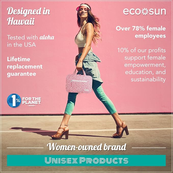 Eco Sun Hanging Travel Toiletry Bag — Designed in Hawaii — Water-resistant Travel Organizer for Bathroom Accessories (Pink Leopard) - Image 4