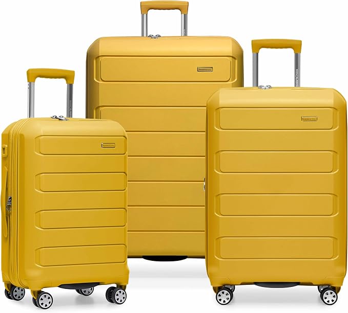 Traveler's Choice Pagosa Hardshell Expandable Luggage with Spinner Wheels, Yellow, 3-Piece Set (22/27/30) by TravelersChoice