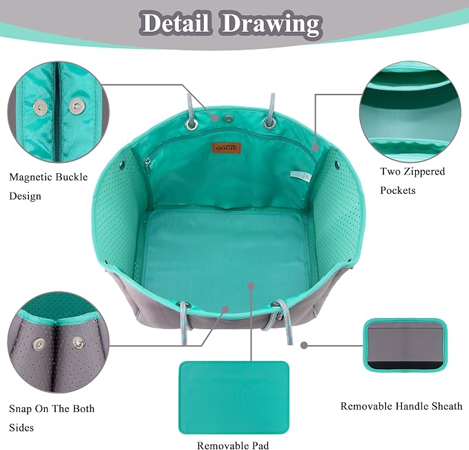 QOGiR Neoprene Multipurpose Beach Bag Tote with Inner Zipper Pocket … … … … - Image 2