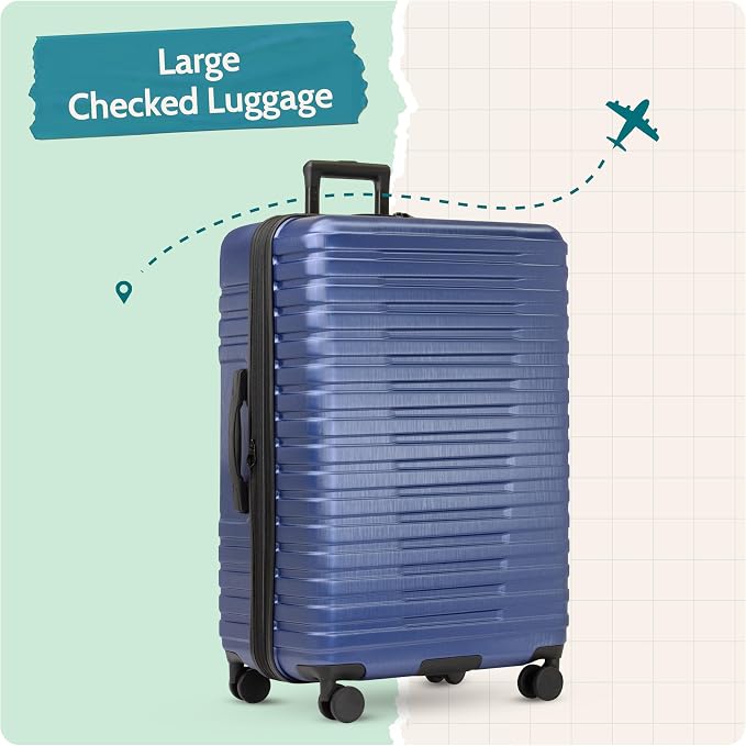 U.S. Traveler Boren Expandable Hardside Rugged Travel Luggage with 8 Spinner Wheels, Navy, Checked-Large 30-Inch - Image 5
