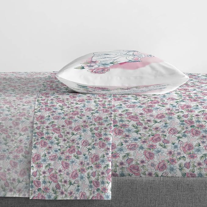 Jay Franco Kids Sheet Set with Fitted, Flat Sheets & Pillow Cover - Ultra-Soft Bedding with Pillowcase for Room Decor, Pink - Disney Princess, 3 Piece Twin - Image 6