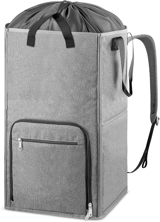 Laundry Backpack Bag, Bukere Extra Large 2 in 1 Laundry Hamper Basket for College Students Dorm Essentials, Adjustable Shoulder Straps, Freestanding Laundry Bag by Bukere