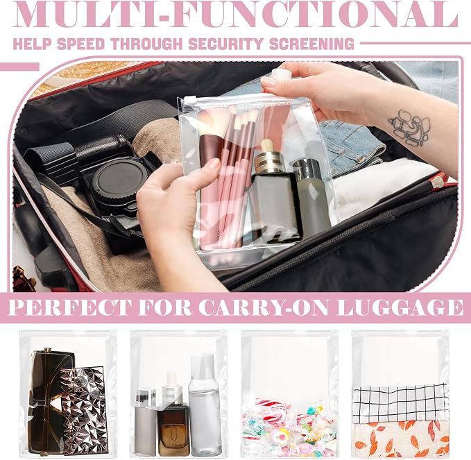 Xuniea 100 Pcs Mini Clear Makeup Bag PVC Small Travel Toiletry Organizer Pouches Bulk Waterproof Transparent Plastic Cosmetic Bag with Zipper for Women Men Travel(5.1'') - Image 4