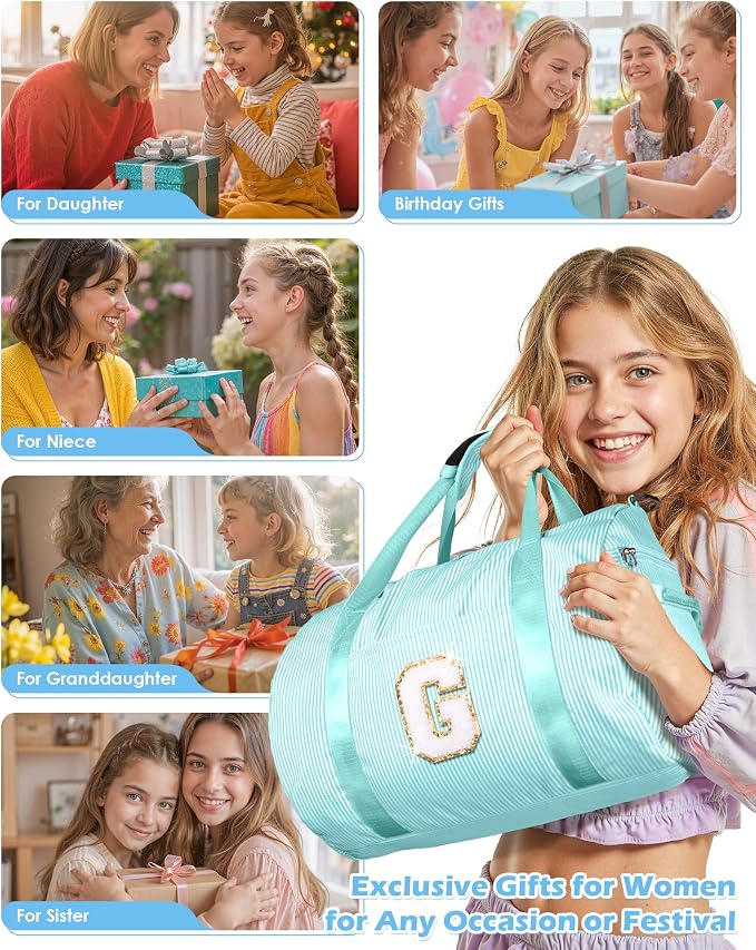 Granddaughter Gift from Grandmom, Girls Travel Duffle Bag, Kids Initial Overnight Bags with Shoe Compartment, Personalized Weekend Bag with Cosmetic Pouch, Birthday Gift for Her (Letter N) - Image 3
