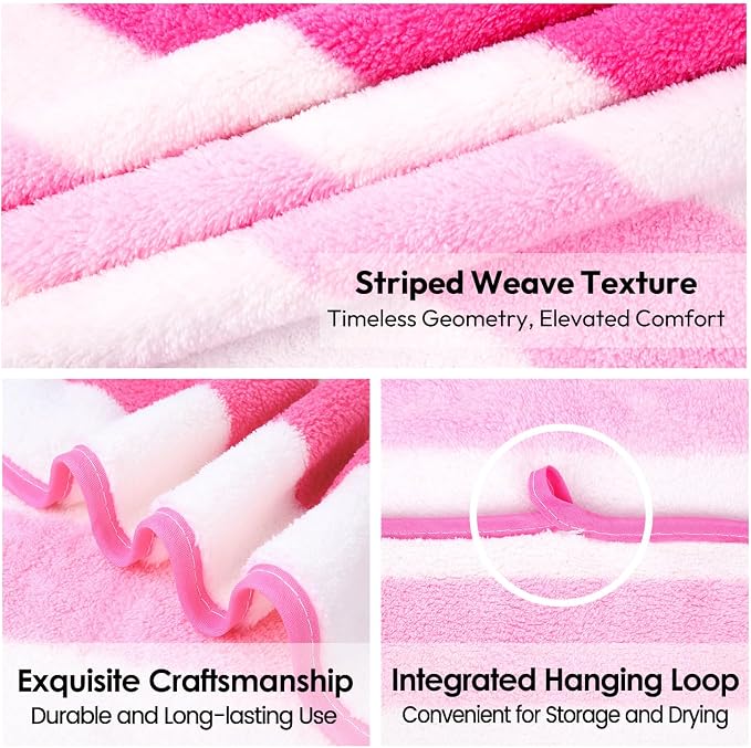 JML Microfiber Bath Towels,2 Pack(30" x 60"), Oversized, Soft, Super Absorbent, Fast Drying, Large Beach Towel Set for Sauna, Salon, Sports, Fitness, Yoga, Cabana Stripe Pink - Image 3