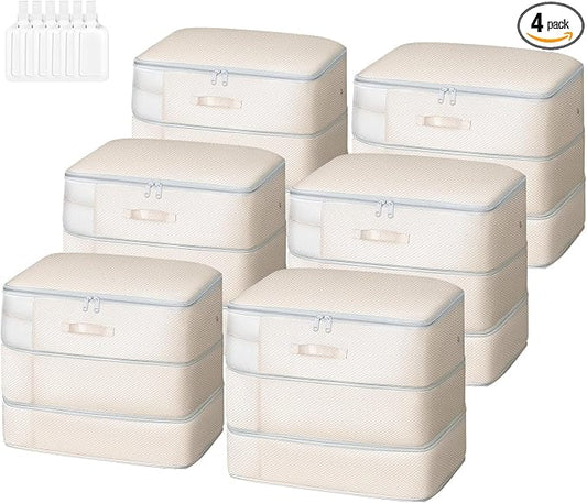 DIMJ Comforter Storage Bag - 110L Ultra Space Saving Self Compression Organize 6 Pack for Duvet, Pillow, Bedding, Blanket Storage Organizer Nylon Compression Bags by DiMJ