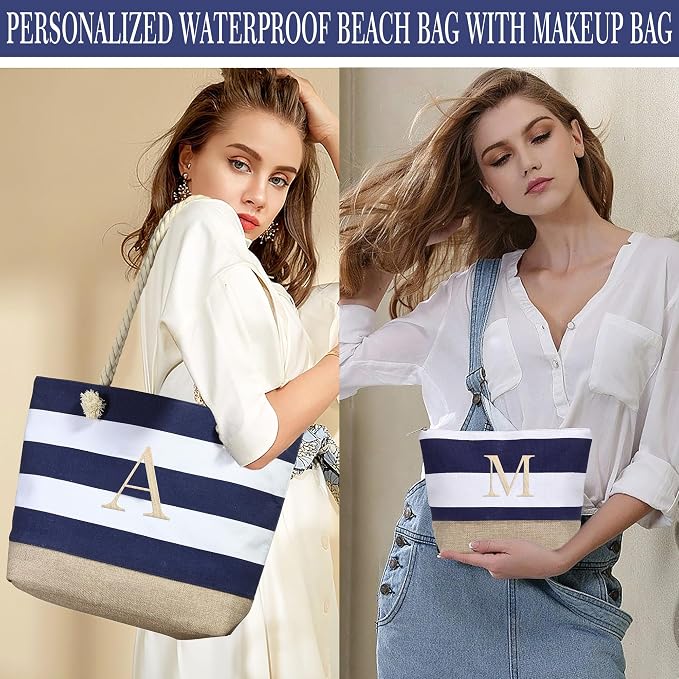 YOOLIFE Beach Bags for Women - Travel Canvas Beach Tote, Pool Waterproof Bag, Travel Essentials, Gifts for Women Birthday - Image 3