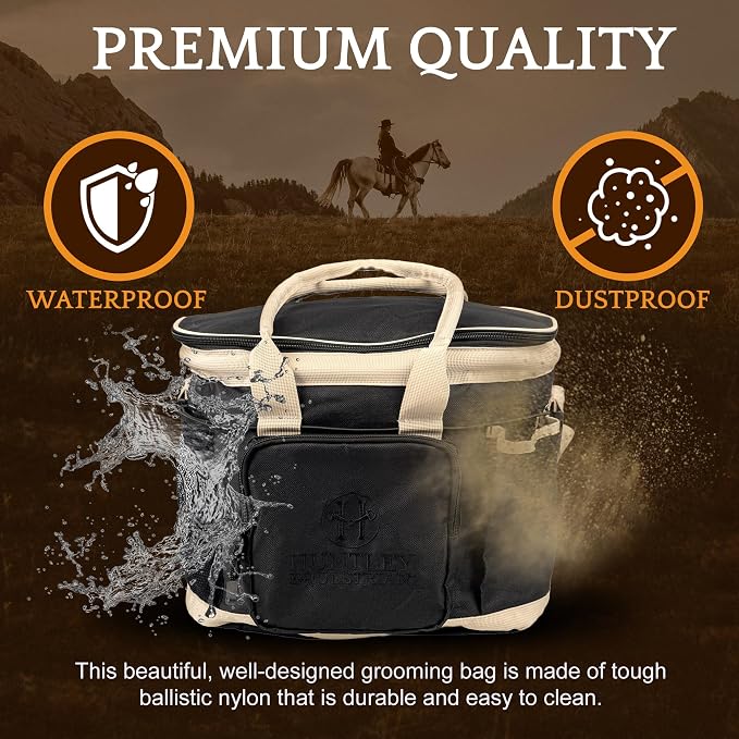 Huntley Equestrian Deluxe Grooming Bag Perfectly Designed Easy Access Multi Pocket Zipper Top Closure Double Handles Shoulder Strap Exterior Pockets - Image 5