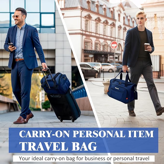 Underseat Carry On luggage Bag Airplanes Personal Item Bags Weekender Overnight Travel Tote Bag Shoulder Small Softside Carry on Luggage Travel Duffel Bags For Men Women -16 IN Navy Blue - Image 7