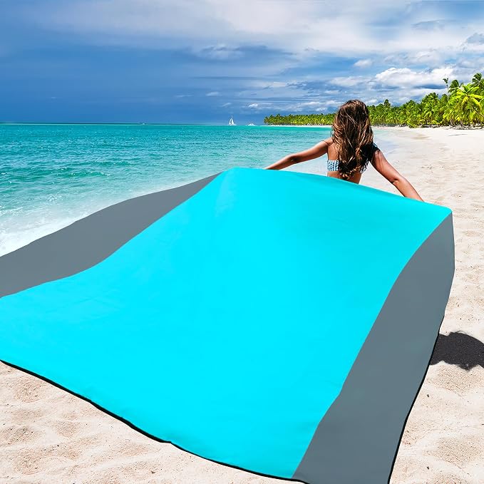 WIWIGO Beach Blanket Waterproof Sandproof Beach Mat 79" X 83"/10'x9'for 2-8 Adults Quick Drying Outdoor Picnic Mat Beach Accessories for Travel, Camping, Hiking - Image 4