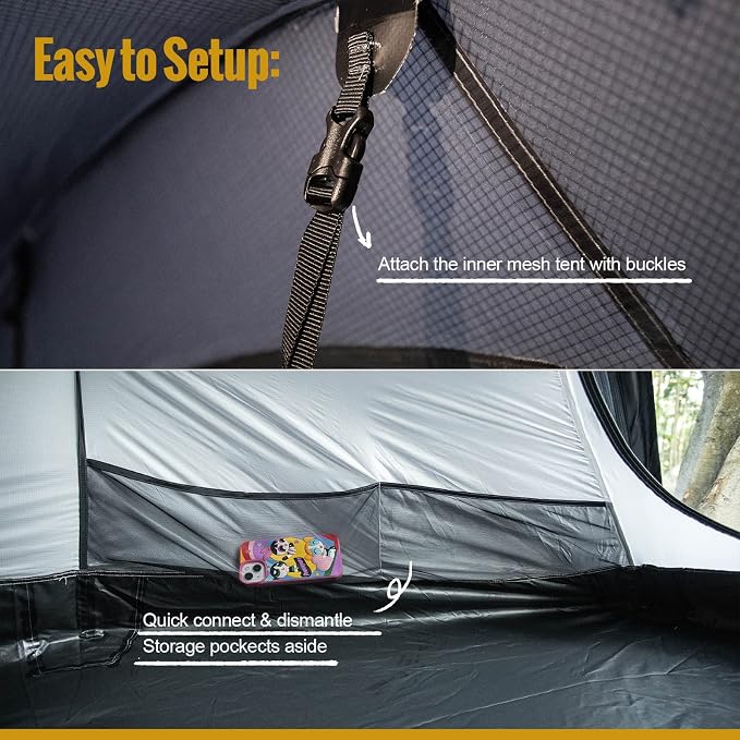 OneTigris COMETA Camping Tent, Detachable Inner Mesh Tent & Portable Carry Bag Included, Easy Setup, Waterproof Windproof Tunnel Tent for Outdoors Camping Canoeing Beach Travel Picnic - Image 7