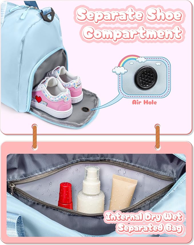 Dance Gifts Granddaughter-Girl Gym Bag with Shoe Compartment, Kid Personalized Dance Bags, Initial Travel Tote with Makeup Pouch, Niece Girls Birthday Gift (Letter L) - Image 6