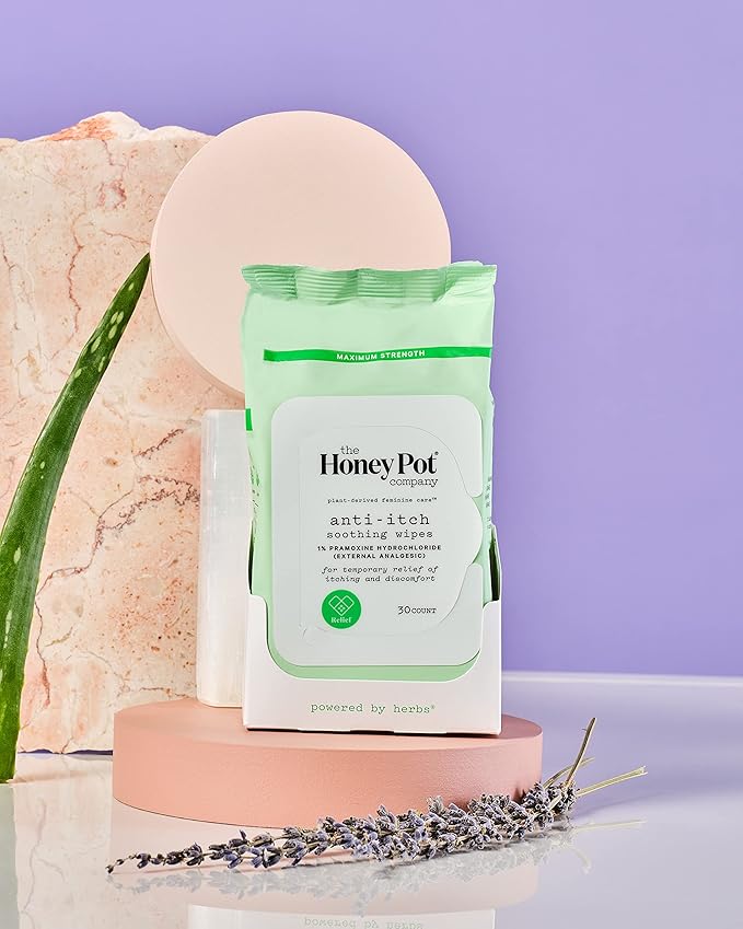 The Honey Pot Company - Anti-Itch Soothing Feminine Wipes - At Home or On the Go Medicated for Temporary Relief of Itching and Discomfort - Maximum Strength - 30 ct.