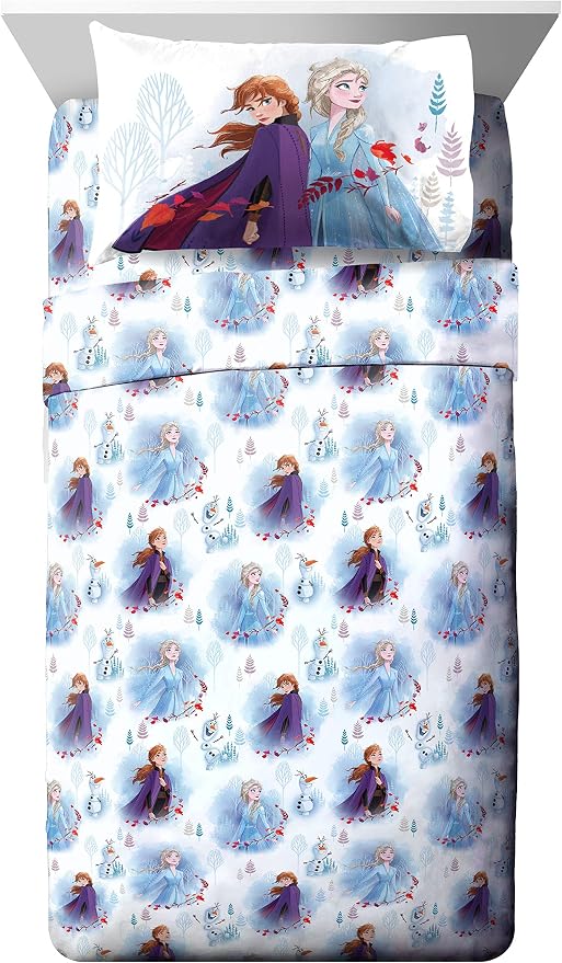 Jay Franco Kids Sheet Set with Fitted, Flat Sheets & Pillow Cover - Ultra-Soft Bedding with Pillowcase for Room Decor, Multi - Frozen, 4 Piece Full by JayFranco
