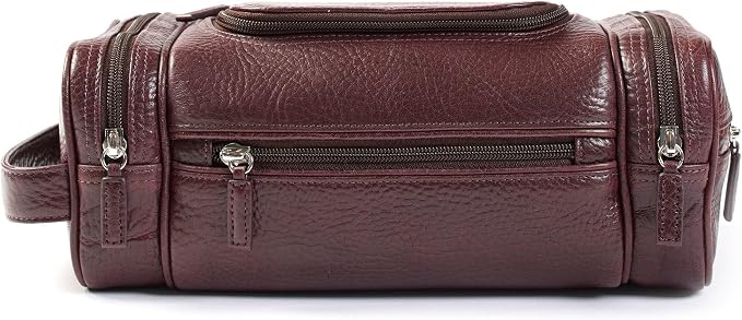 Leatherology Premium Espresso Multi Pocket Toiletry Bag – Full-Grain Leather Travel Dopp Kit with Multiple Zippered Compartments | Spacious, Durable Organizer for Toiletries & Grooming Essentials - Image 3