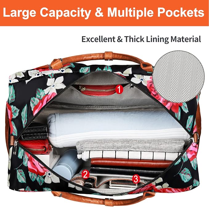 IBFUN Weekender Bags for Women, 21" Weekender Travel Bag, Travel Duffle Bag with Shoe Compartment Carry on Overnight Duffel Bag for Weekend Travel Business Trip, 3PCS - Image 7
