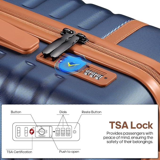 3 Piece Luggage Set, Durable ABS Hardshell Carry On Suitcase Set with Silent Spinner Wheels, YKK Zipper & TSA Lock, Lightweight Large Travel Checked Luggage,20/24/28 Inch - Image 3