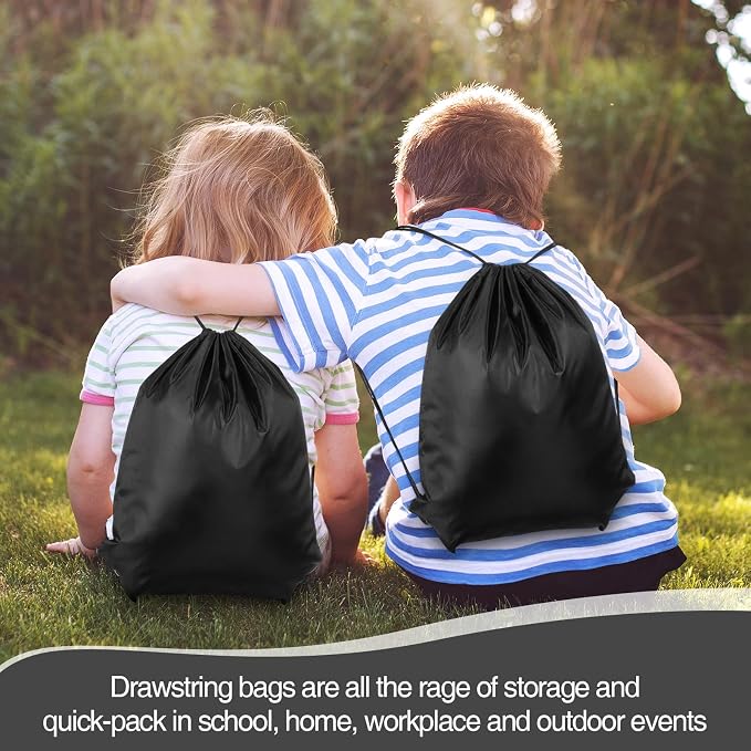 Shappy Drawstring Backpack Bulk Sports Gym Cinch Bag Polyester String Bag for Men Women(Black,150 Pcs) - Image 6