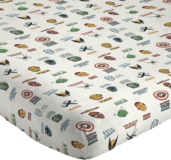 Jay Franco Kids Sheet Set with Fitted, Flat Sheets & Pillow Cover - Ultra-Soft Bedding with Pillowcase for Room Decor, White - Marvel Comics, 4 Piece Full - Image 2