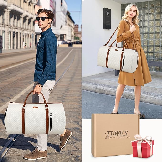 Convertible Garment Duffle Bags for Travel - Carry On Garment Bags With Toiletry Bag, Large Weekender Bags for Women Men 2 in 1 Hanging Suitcase Suit Travel Duffel Bags (White) - Image 7