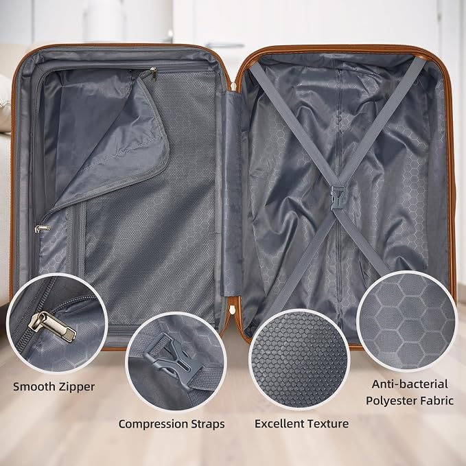 6 Piece Luggage Set Hard Shell - Black Expandable Suitcases with Spinner Wheels and Duffel Bags for Family Travel, Durable Carry On Luggage Sets with Lock for Women and Men - Image 4