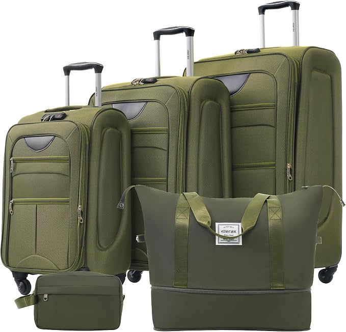 Merax Luggage Set, Softside Suitcase 3 Piece, Expandable Lightweight | Luggage Sets with Duffel Bag 22" 26" 30" Suitcase with Wheels TSA Lock,Army Green by Merax