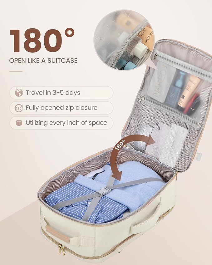 LOVEVOOK 50L Travel Backpack Flight Approved Carry on Backpack,3 Packing Cubes,Waterproof Personal Item Travel Bag,TSA Carry on Luggage Suitcase Travel Essentials,Gifts for Women & Men,fits 18" Laptop - Image 2