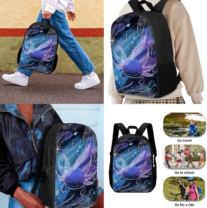 Galaxy Axolotl Backpack and Lunch Box for Girls 6-8/5-7 Under the Sea Bookbag with Lunch Bag Pencil Case Water Bottle Holder 4 in 1 Primary/Elementary School Book Bags Ocean Back Pack - Image 3