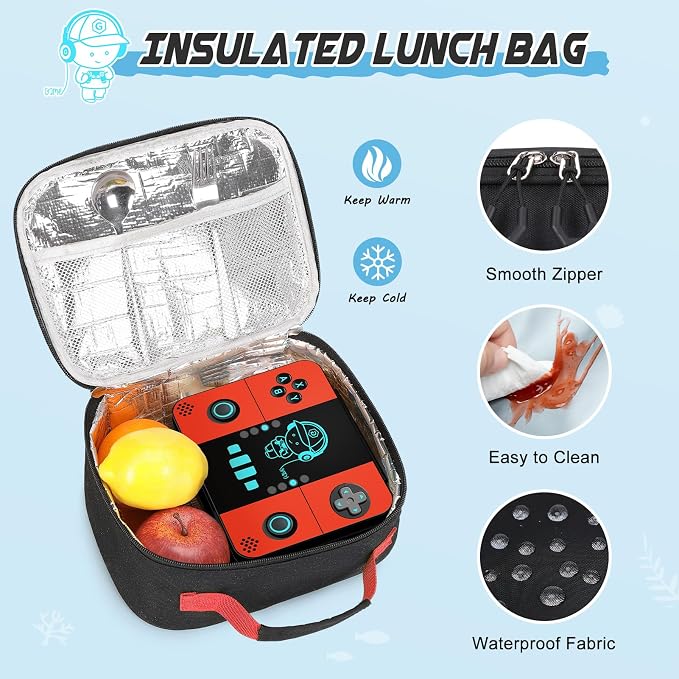 Bevalsa Backpack for Boys with 43OZ Bento Lunch Box,Insulated Lunch Bag & Pencial Case,Cool Luminous Gamer Schoolbag for Kids Teens Elementary Middle School,Bookbag Glow In The Dark - Image 7