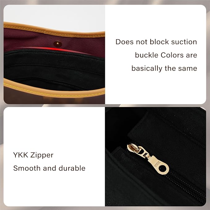 Doxo Velvet Purse Organizer Insert for LV Carryall PM, Carryall Bag Organizer Insert with Zipper Closure & YKK Zipper Pocket, Luxury Handbag Tote Lining Bag Shapers for Women (Black, PM) - Image 6