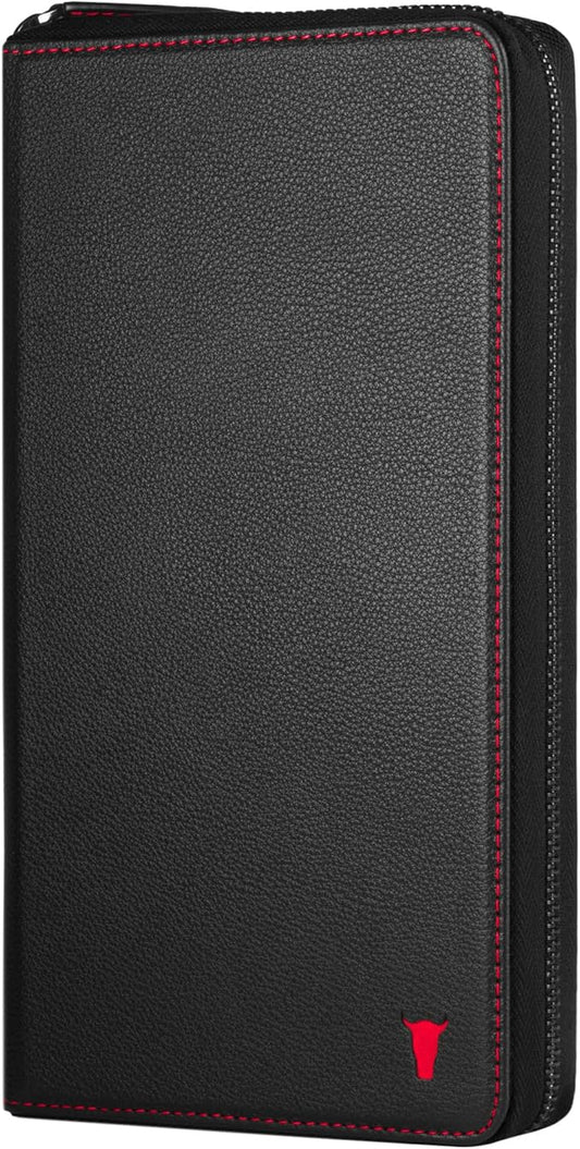 TORRO Premium Leather Family Travel Wallet, RFID Blocking Travel Organizer, Family Passport Holder for 4 Passports, Travel Documents and Cards (Black) by TORRO