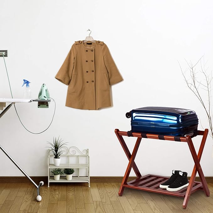 Casual Home Luggage Rack, Walnut, Solid Wood - Image 2