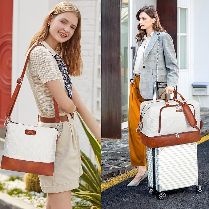 Travel Weekender Bag for Women, 21" Overnight Bag with Shoe Compartment 50L Large Travel Duffel Bag Carry On Tote for Weekend, Overnight, Business Trips, Water Resistant - Image 7